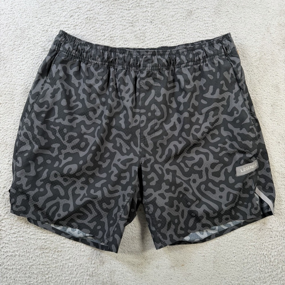 Legends Luka Shorts Men Large Black Grey Camo Drawstring Stretch Lined Gym